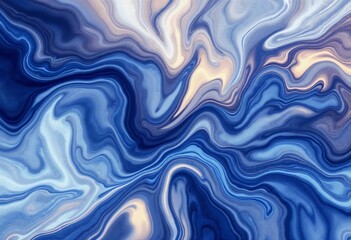 Obraz premium Bold Swirls of Blue and Cream Transform a Canvas Into a Flowing Abstract Masterpiece. Generative AI