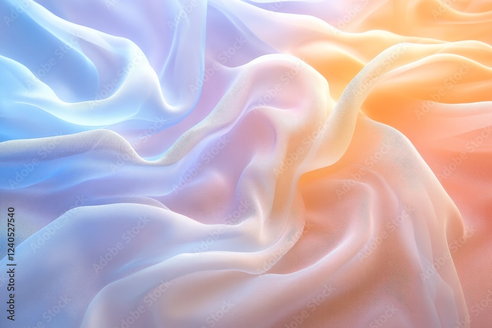 Poster soft fabric flowing in gentle waves of pastel colors creating a serene atmosphere under natural ligh