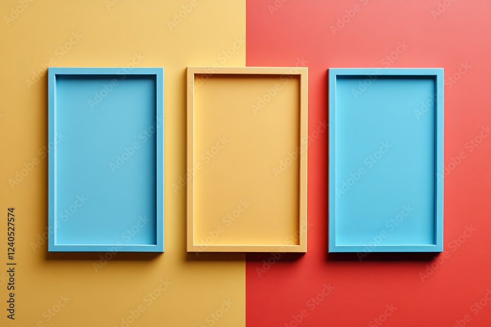 Leinwandbilder colorful empty frames arranged on contrasting backgrounds for artistic inspiration and design projec