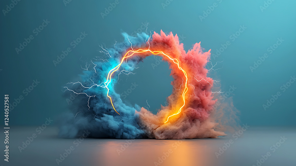 Poster technological lightning bolts creating a dynamic visual display digital art modern environment vibra