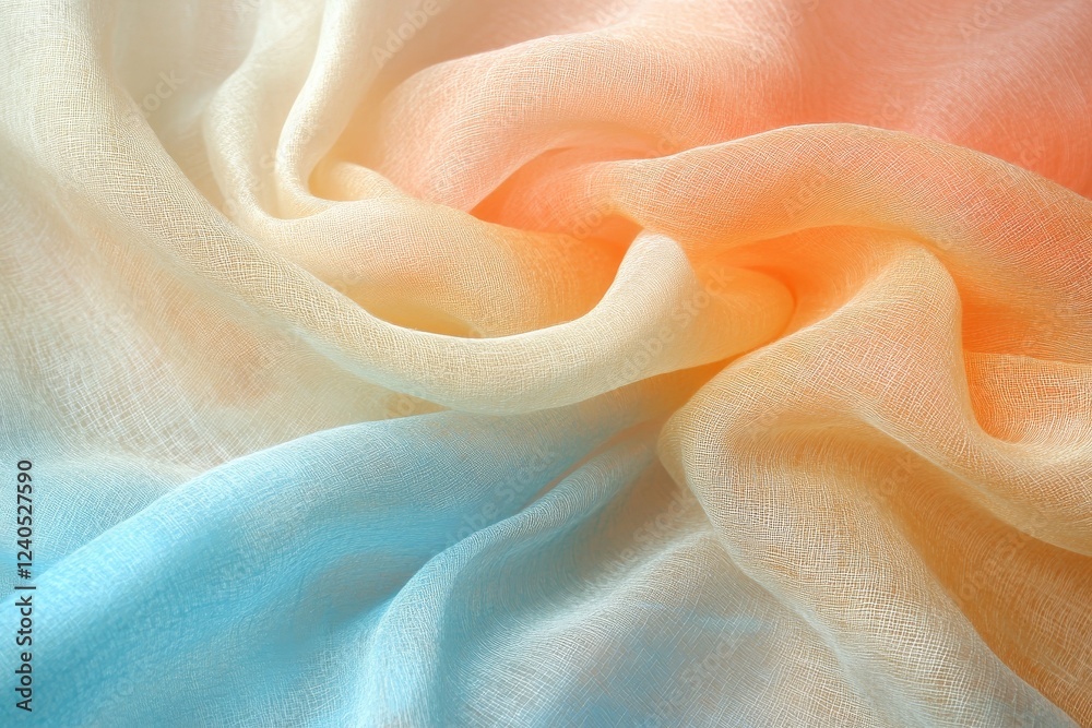 Poster soft silk fabric in pastel colors gently draped on a surface creates a calming and soothing visual e