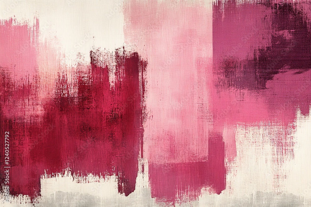 Aufkleber Bold abstract artwork featuring shades of pink and red with textured brush strokes on a light background
