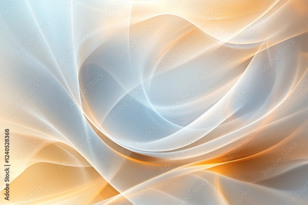 Poster Soft flowing waves create a serene and calming atmosphere with warm and cool tones in an abstract design