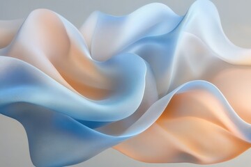 Obraz premium Soft flowing fabric in shades of blue and orange drapes elegantly over a smooth surface