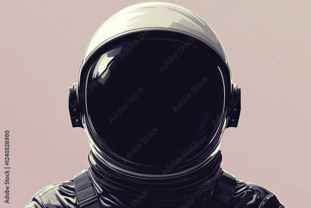 Poster Astronaut in a black space suit with a reflective helmet isolated on a plain background
