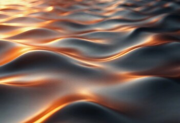 Obraz premium Waves of Shimmering Light Dance Across a Metallic Surface at Sunset. Generative AI