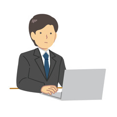 パソコンを扱う男性