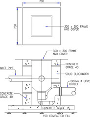 sketch vector illustration silhouette design TYPICAL DETAIL OF GULLY TRAP