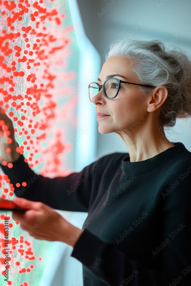 Fototapete strategic digital puzzle rooms interactive map with red markers and team collaboration in a modern b