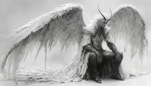 Fallen angel, beautiful daemon, Azazel. AI generative