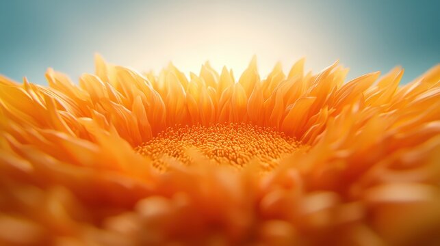 Close-up of a vibrant orange flower showcasing detailed petals illuminated by bright sunlight against a soft background