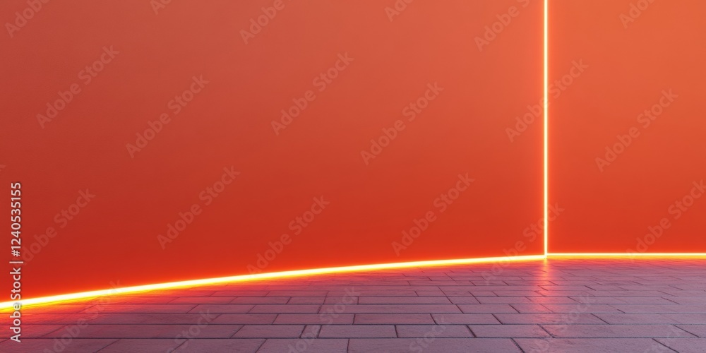 Poster Illuminated Neon Pathways on Rustic Brick Texture Futuristic Setting for Commercial Spaces and Tech-Driven Urban Design Showrooms
