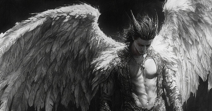 Fallen angel, beautiful daemon, Azazel. AI generative
