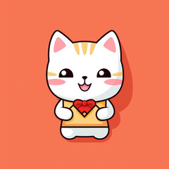 Obraz premium Kawaii Cute Cat with Letter