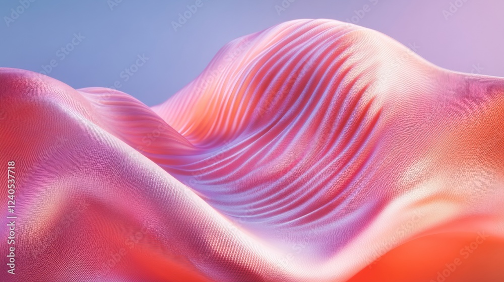 Poster ai-driven futurism rippled gradient silk texture in light pink and orange - innovative digital conte