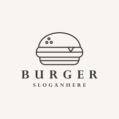 Burger logo design line style vector design template
