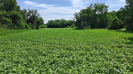 Offseason green cover crops enriching soil, preventing erosion, and boosting farm sustainability through natural nutrient replenishment.