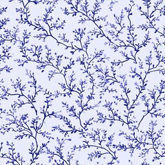 Obraz premium Elegant Lavender Sprig Seamless Pattern: A Delicate Watercolor Design