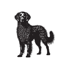 Curly-Coated Retriever Silhouette - Curly-Coated Retriever Dog Vector - Curly-Coated Retriever Dog Illustration.