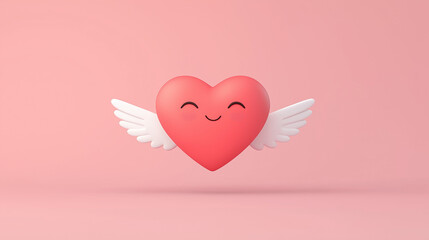 3D Winged heart symbolizing love and freedom  
