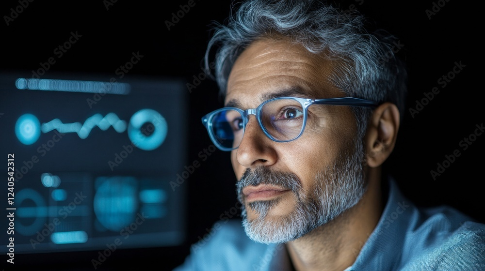 Aufkleber tech-inspired governance indian professional analyzing data on glass screen - enhancing transparency