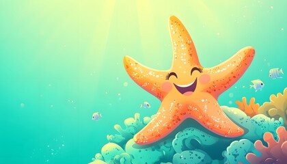 Happy Starfish on a Vibrant Coral Reef