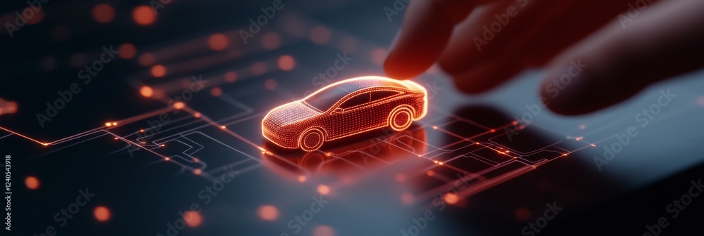 Aufkleber neon digital graph touchscreen interactive electric car display and renewable energy icons - innovat