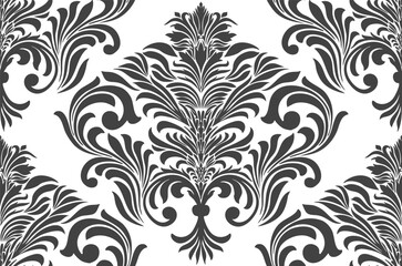 Damask pattern seamless vector wallpaper. Seamless ornament in the baroque style. Damask flower paisley elements.