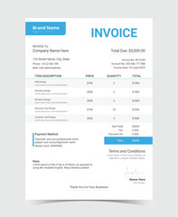 Minimal Invoice template design. Professional payment agreement layout, Corporate bill spreadsheet receipt and invoices for customer payment form document, Receipt tax or bill vector illustration