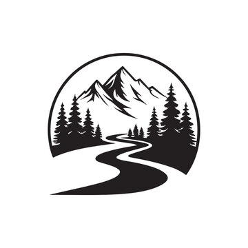 river silhouette vector logo illustration