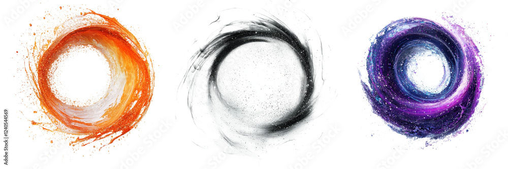 Leinwandbilder abstract swirling patterns in vibrant colors representing different cosmic elements