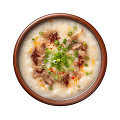 Transparent PNG of Bowl of Congee Porridge with Toppings | Isolated Background