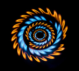 Twirl kitchen gas stove with blue and red  flame