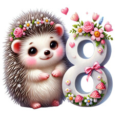 Obraz premium A hedgehog in a festive spring mood