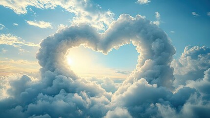Create a fantasy world with a heart made of clouds