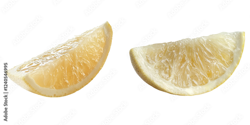 Poster slices of fresh lemon showcasing vibrant textures on a plain background