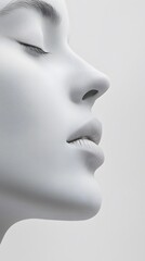 6. A minimalist portrait highlighting the structure of a human face, clean lines and simple features, white backdrop