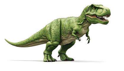 Obraz premium A Green Tyrannosaurus Rex Dinosaur Stands Isolated