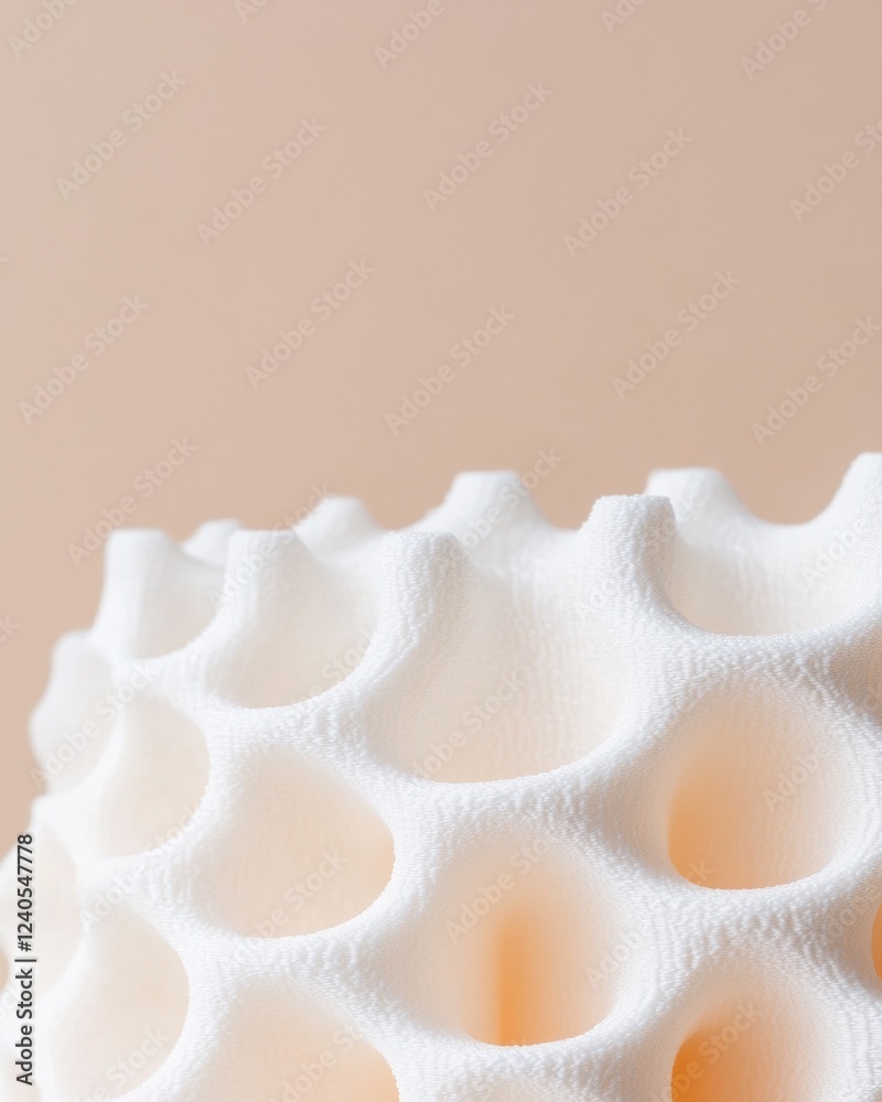 Poster Tactile Printing Showcase Textured White Prototype for Gadget Design in Soft Gradient - Modern Additive Manufacturing and Sustainable Innovation