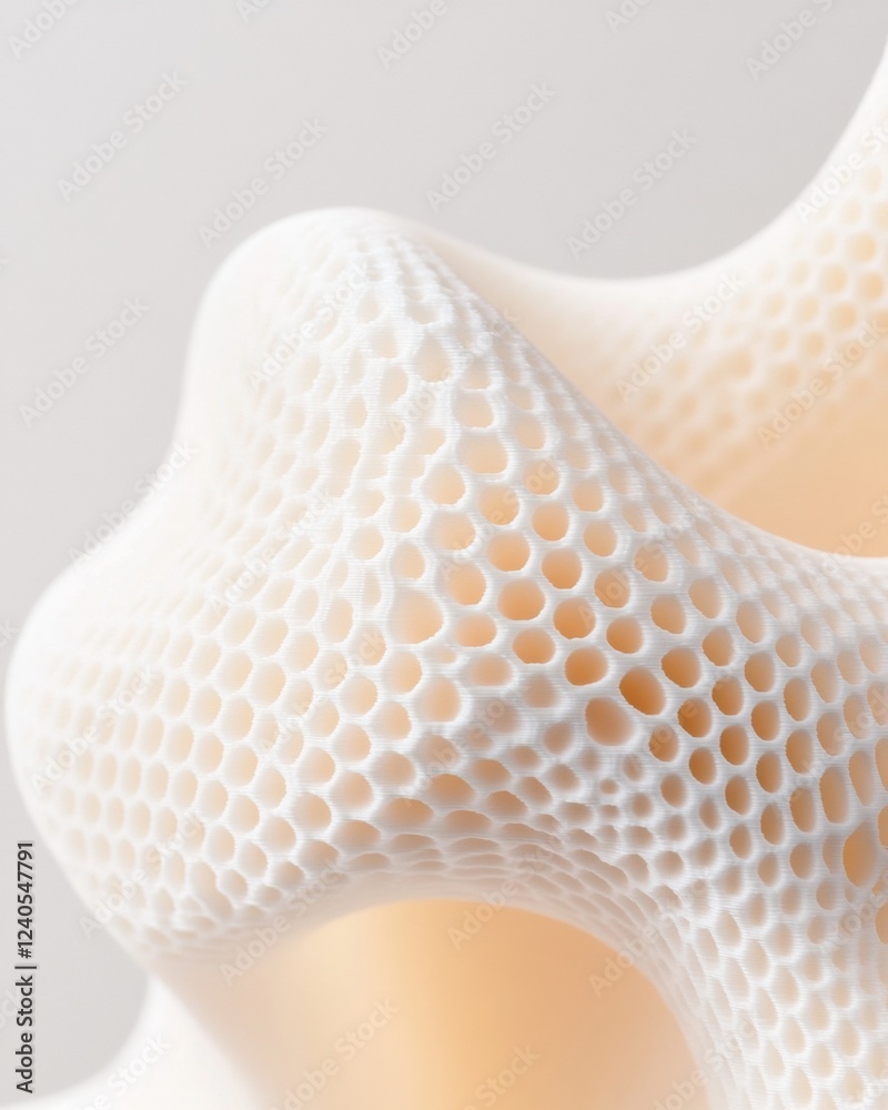 Poster contemporary organic aesthetic textured -printed gadget prototype in soft gradient - additive manufa