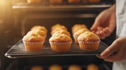 Minimalist Gluten-Free Baking Young Korean Baker Perfects Golden Muffins in Modern Kitchen - Healthy Snack Production and Niche Dietary Content Creation