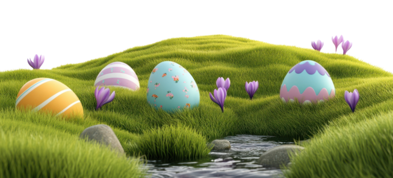 PNG 6 Easter eggs flowing easter purple.