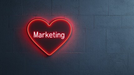 heart love Neon heart sign with marketing text