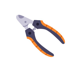 Nail clipper for pet grooming. Claw cutter, clipping tool for trimming and cutting. Dogs and cats accessory, hygiene and care trimmer. Flat vector illustration isolated on white background