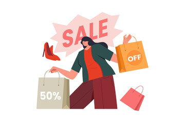 Seasonal Sale and Shopping Discounts Illustration