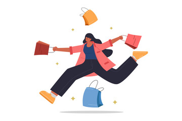 Dynamic Shopping Spree Exciting Sale Illustration