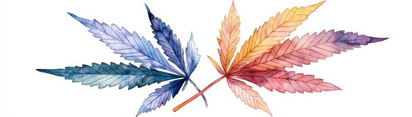 Fototapeta premium A stunning watercolor illustration of colorful leaves showcasing vibrant hues and intricate details, perfect for artistic projects.