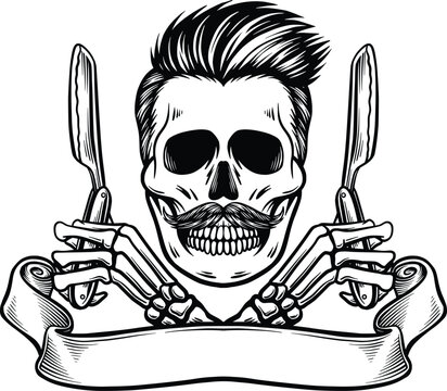 skull, vector, tattoo, illustration, skeleton, design, dead, symbol, bone, grunge, head, human, icon, vintage, black, barberman, barbershop, death, halloween, pirate, sign, danger, evil, art, scary, h