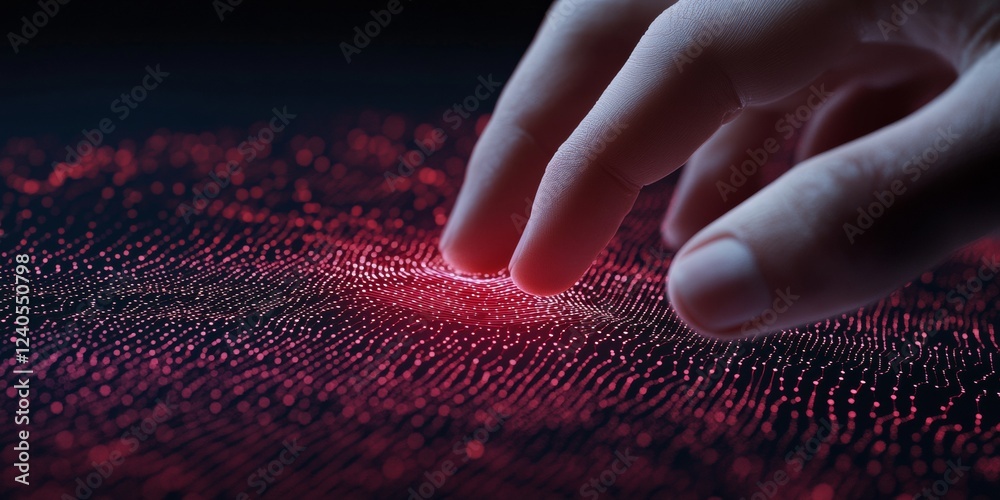 Aufkleber Futuristic Haptic Interface Male Hands Interacting with Digital Touchscreen - Innovative IT Solutions and Advanced Computing for Tech-Driven Business Environments