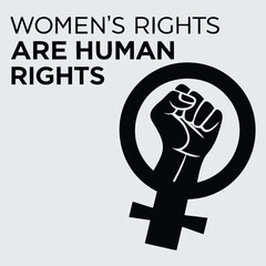 A silhouette of a raised fist inside the Venus symbol with 